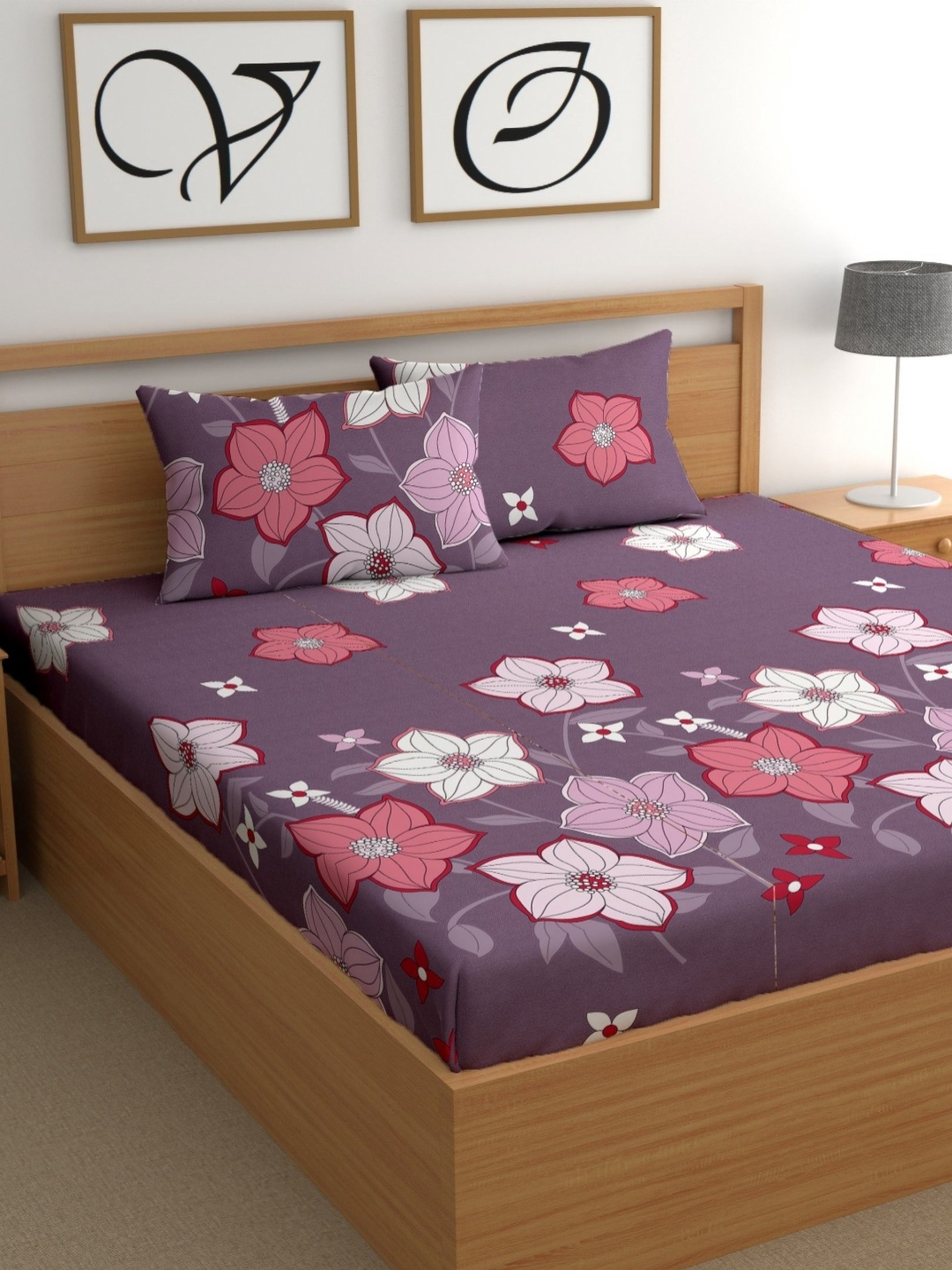 

CG HOMES Purple 210 TC King Bedsheet with 2 Pillow Covers