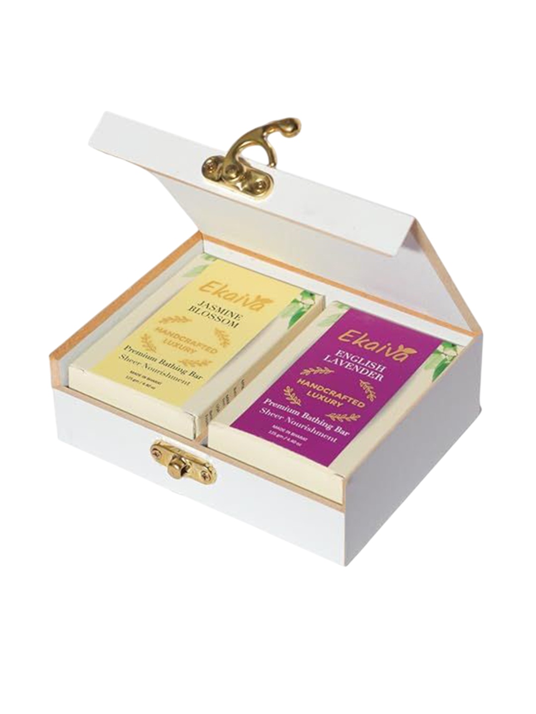 

EKAIVA ORGANICS Set Of 2 Jasmine Blossom & English Lavender Soap- 325 g Each, White