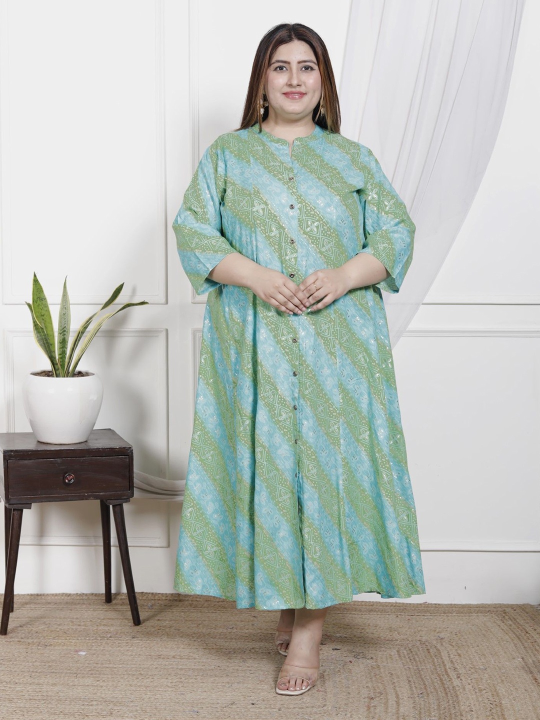 

Swasti Ethnic Motifs Print Maxi Dress, Turquoise blue