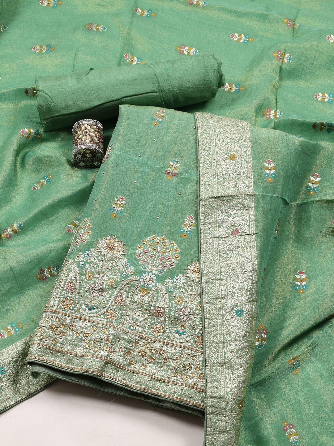 

Meena Bazaar Unstitched Dress Material, Green