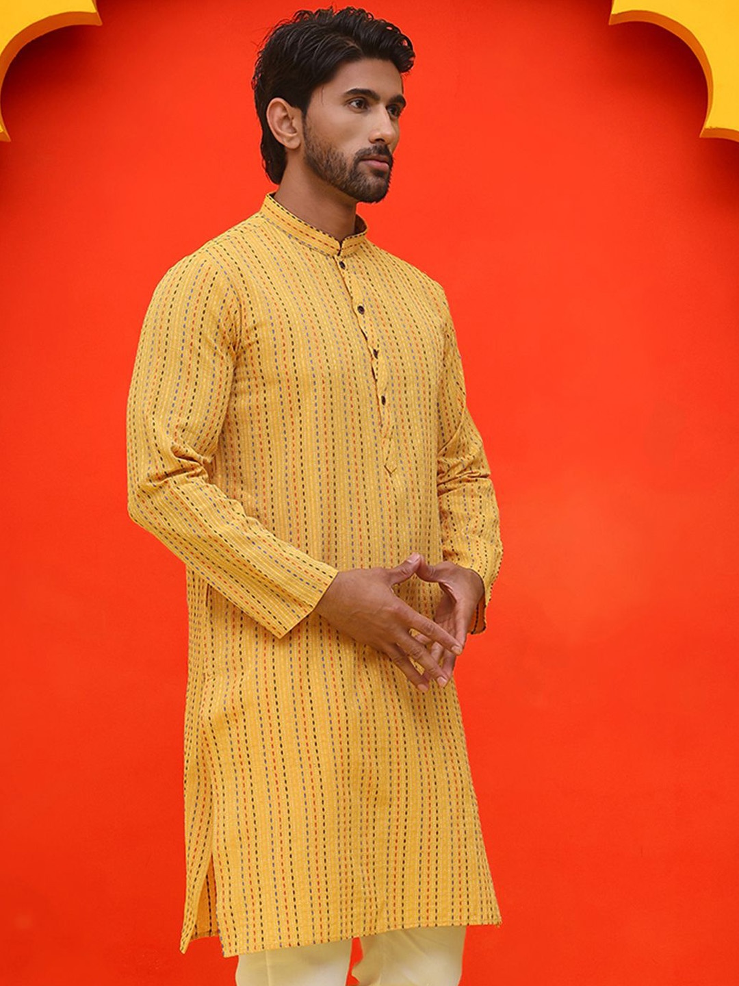 

Anouk Rustic Men Kurta, Yellow