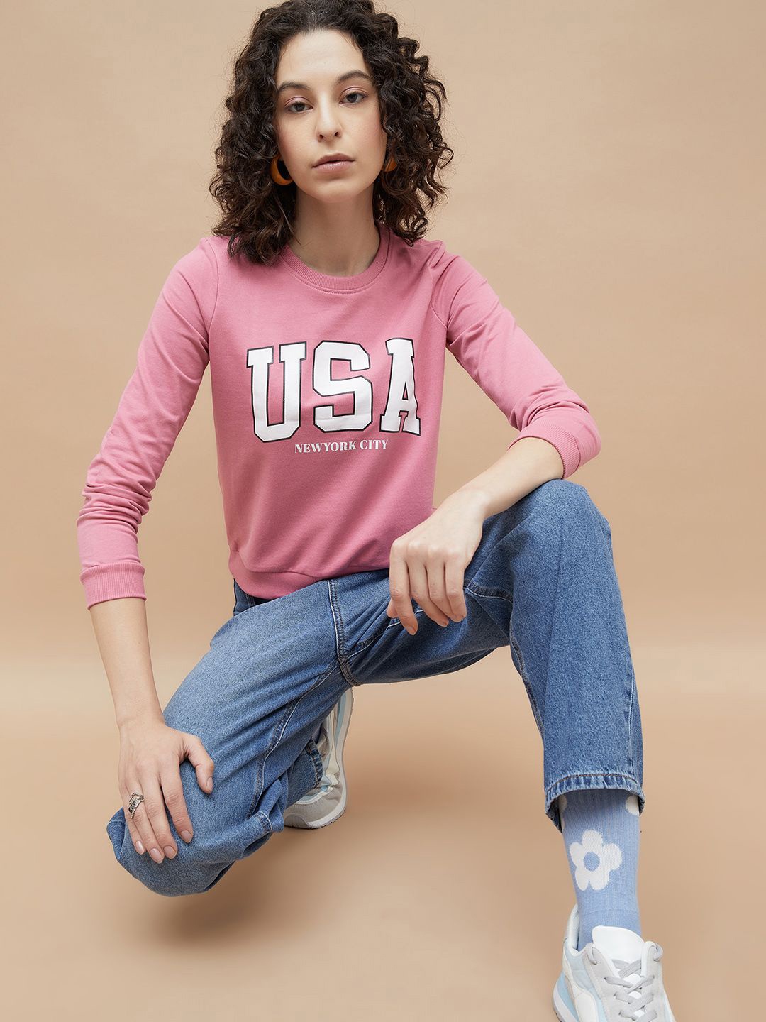 

Ginger by Lifestyle Women Printed Sweatshirt, Pink