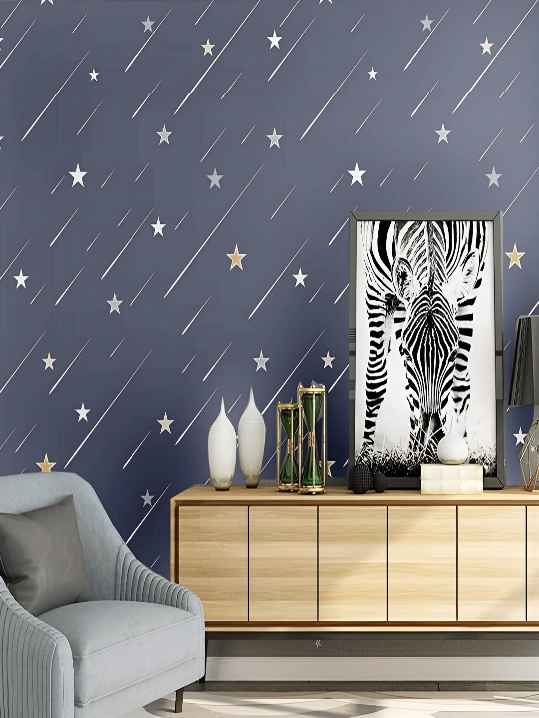 

HOMEMATES Blue & White Printed Self-Adhesive Waterproof Wall Sticker