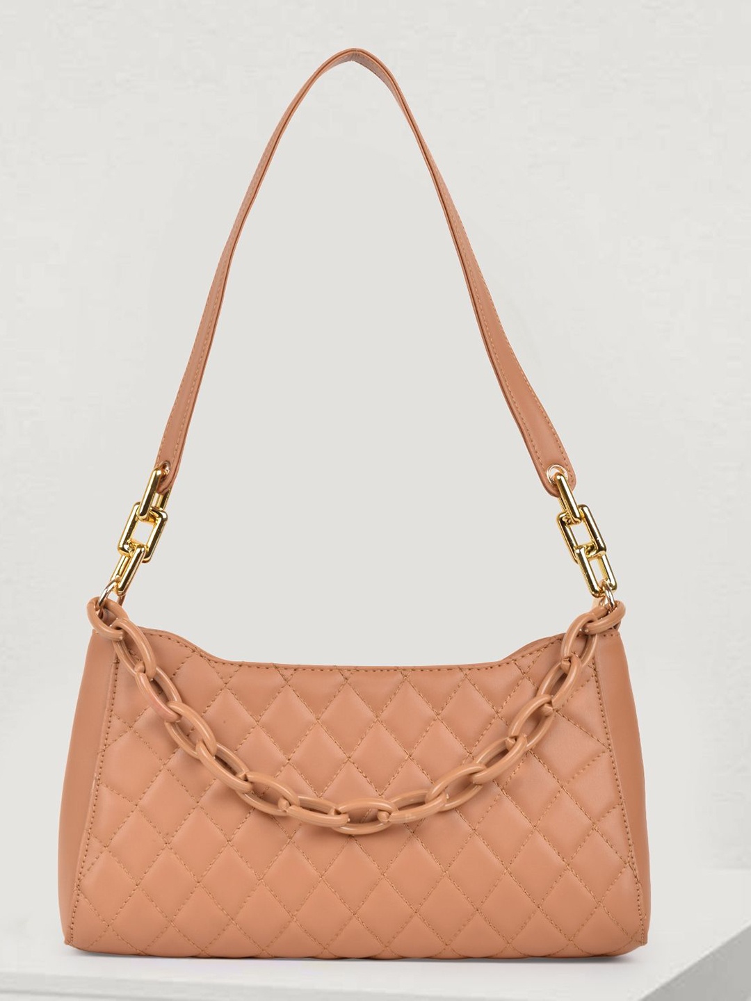 

FOMMIL Structured Sling Bag with Quilted, Cream
