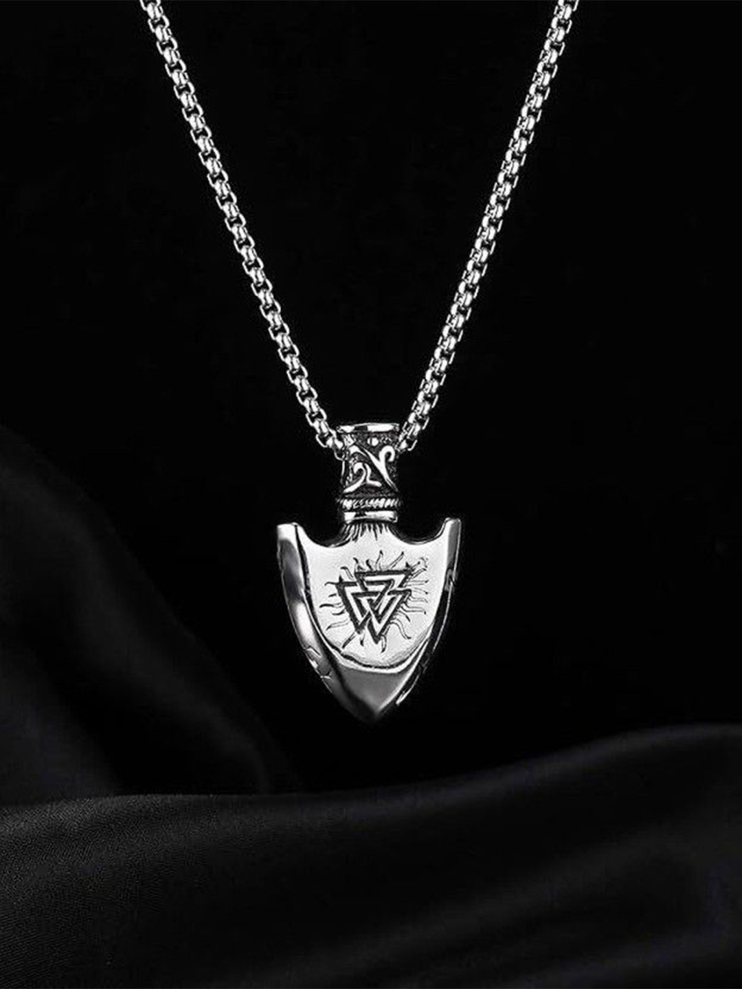 

kazare Men Rhodium-Plated Antique Chain, Silver