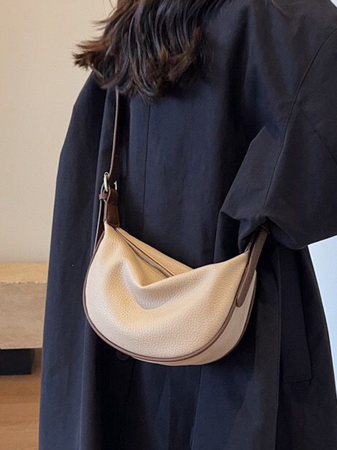 

Styli Women Colourblocked PU Structured Shoulder Bag, Khaki