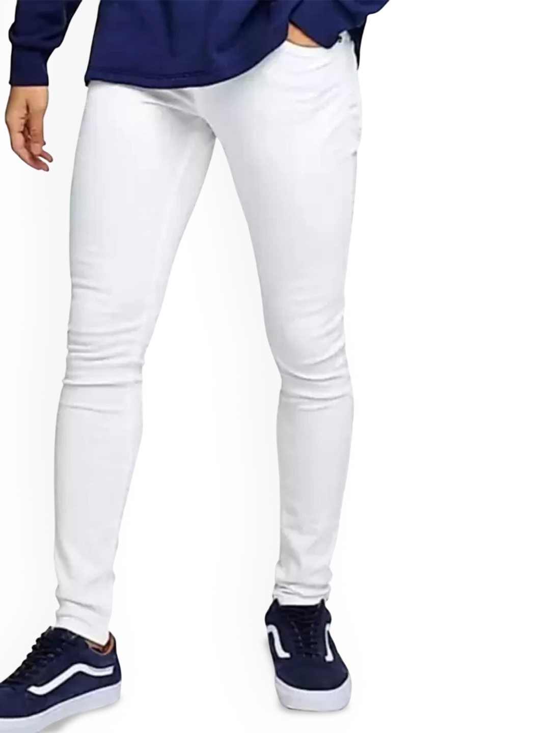 

COMFITS Men Classic Tapered Fit Mid-Rise Jeans, White