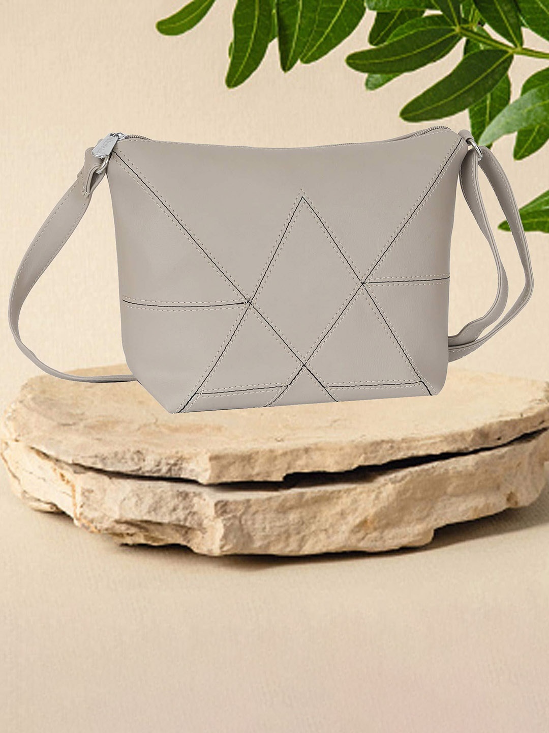 

Leather Land Sling Bag with Fringed, Beige