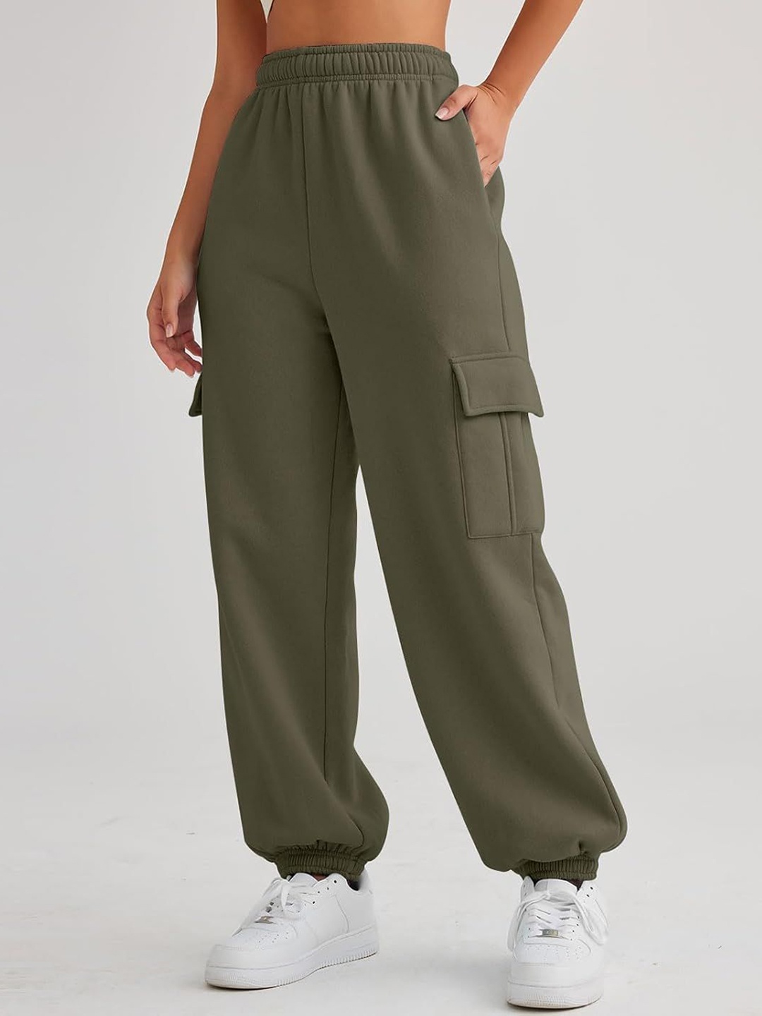 

Q-rious Women Loose Fit Joggers Trousers, Olive