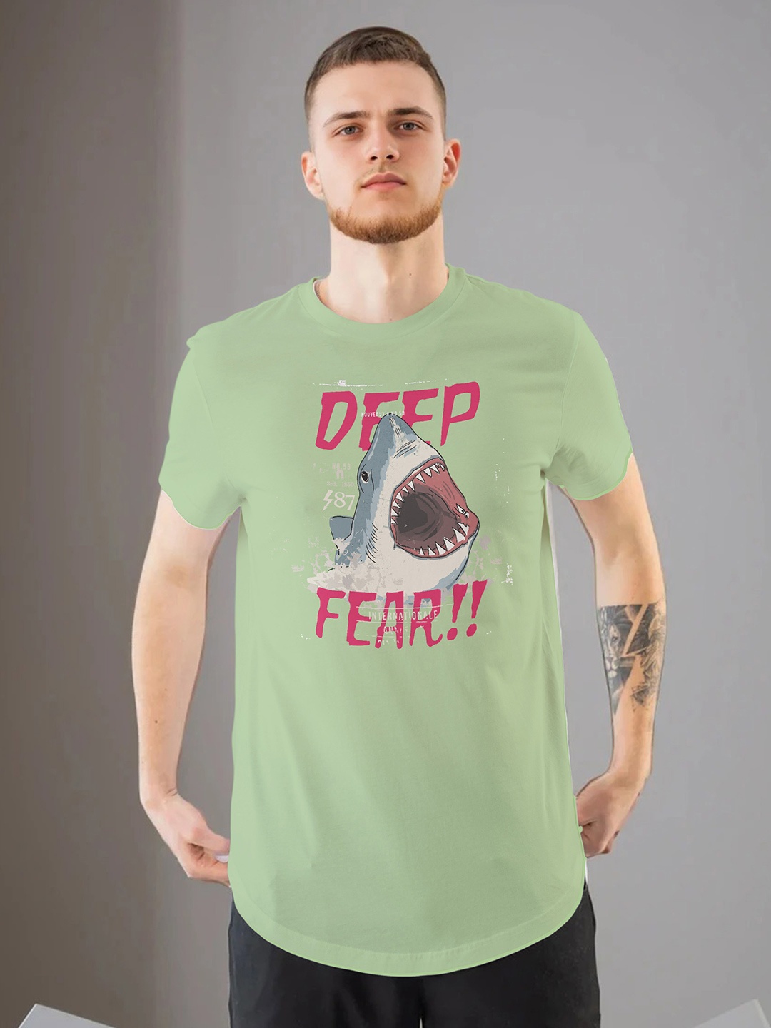 

Moda Rapido Men Printed Applique T-shirt, Sea green