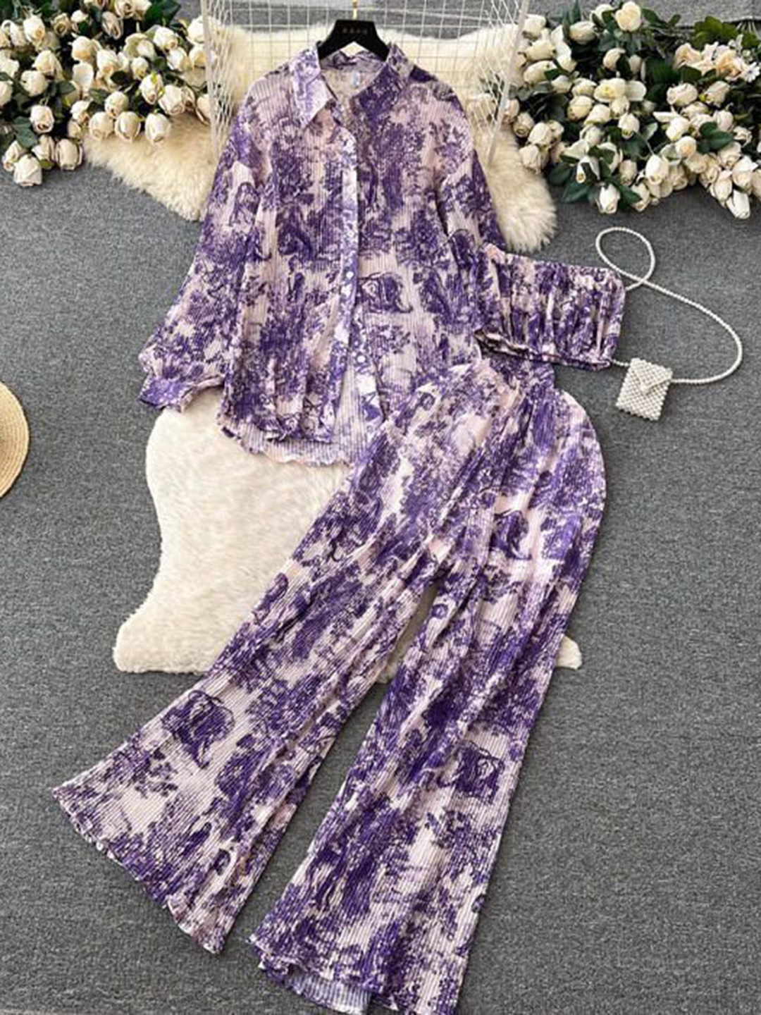 

PANKH Printed Top, Shirt With Trousers Co-Ords, Purple