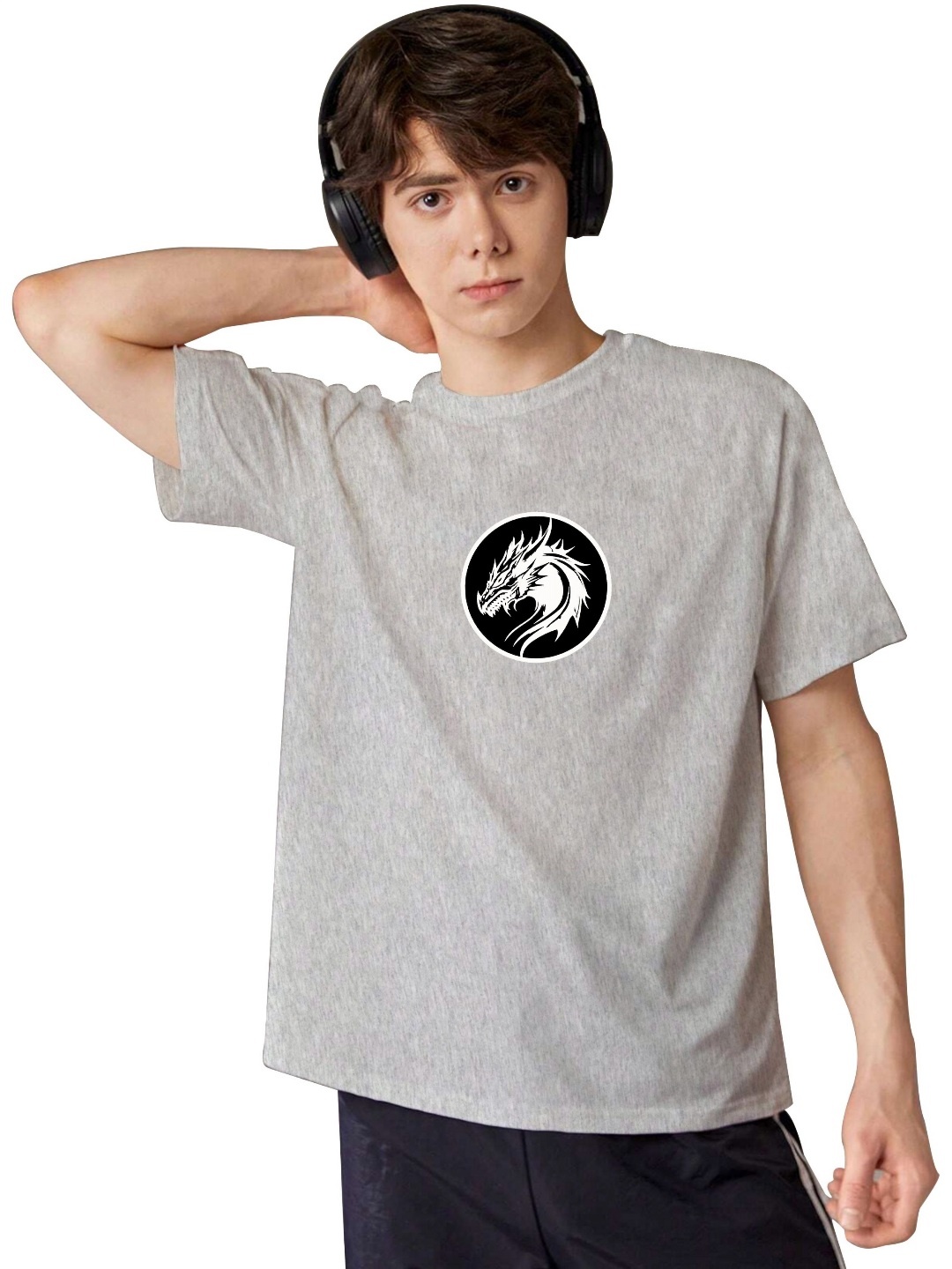 

LOCAVESTIR Boys Printed T-shirt, Grey