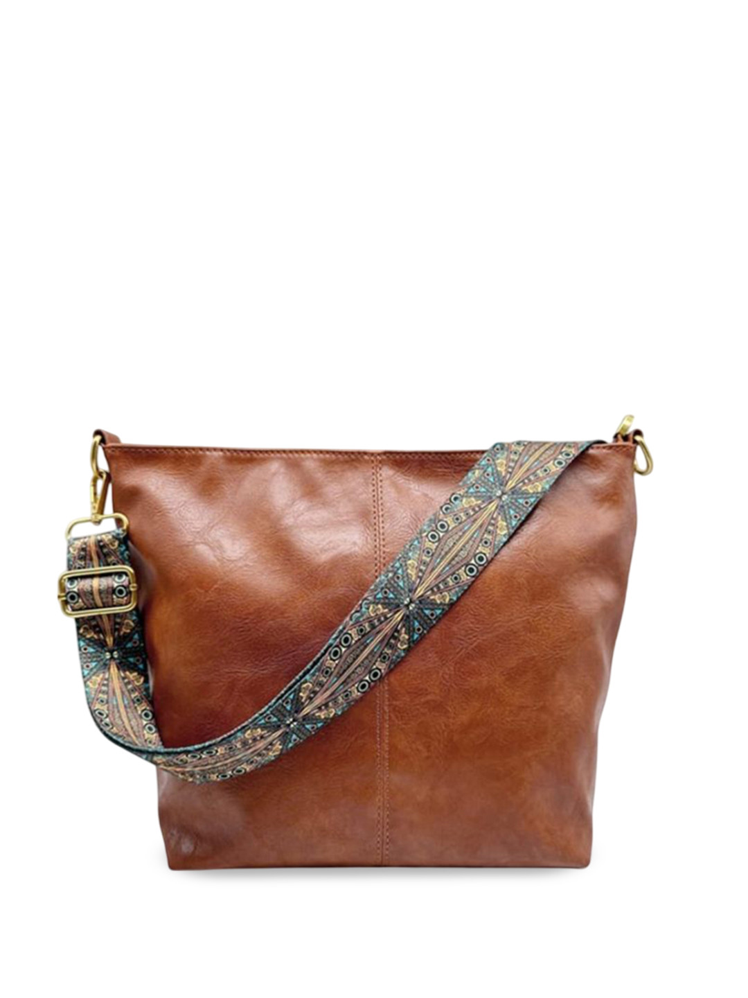 

ITALISH Textured PU Bucket Sling Bag, Brown