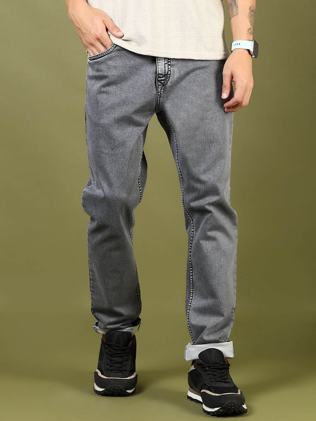 

V-Mart Men Light Fade Jeans, Grey