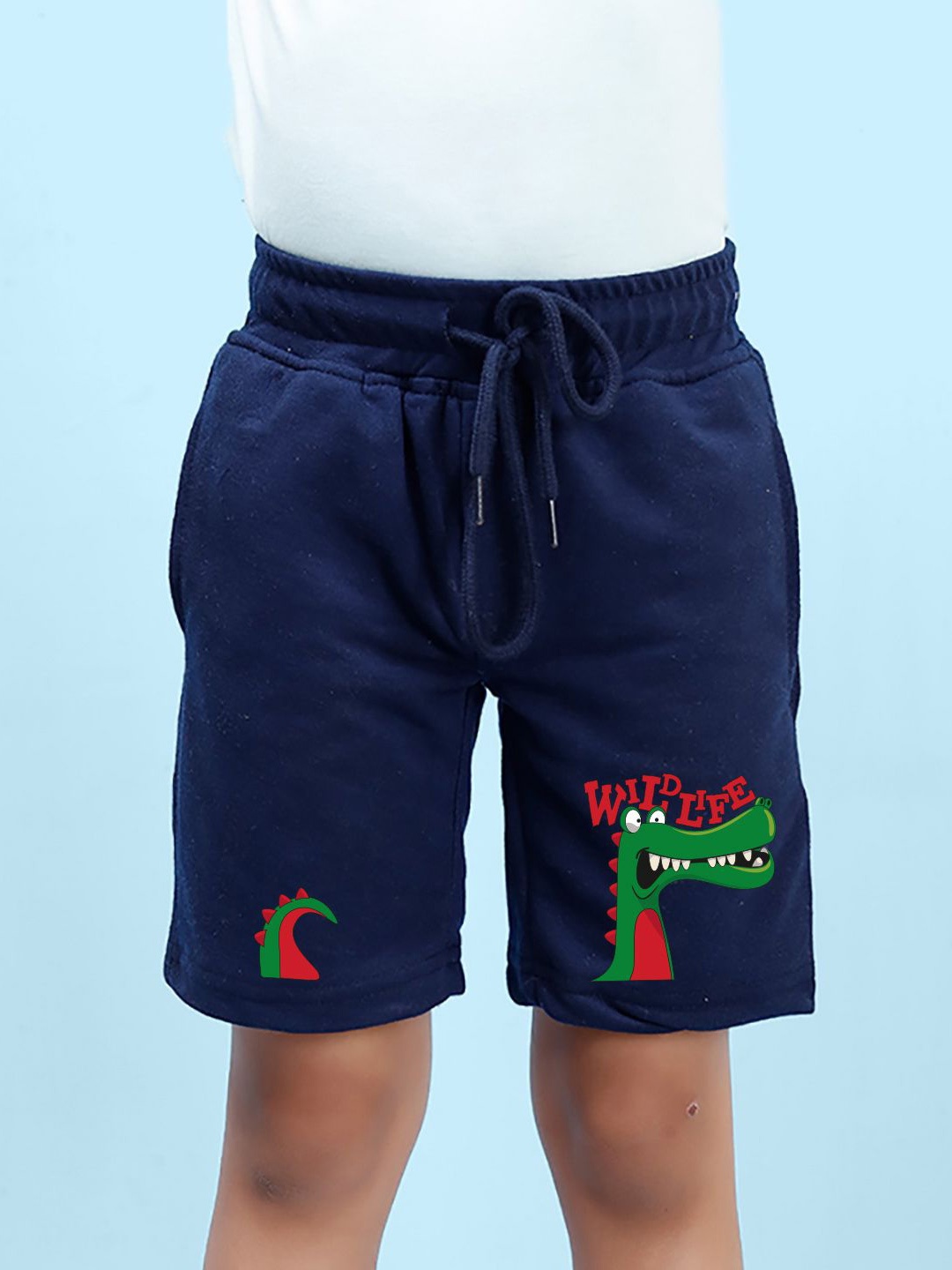 

NUSYL Boys Graphic Printed Regular Fit Mid-Rise Cotton Shorts, Blue