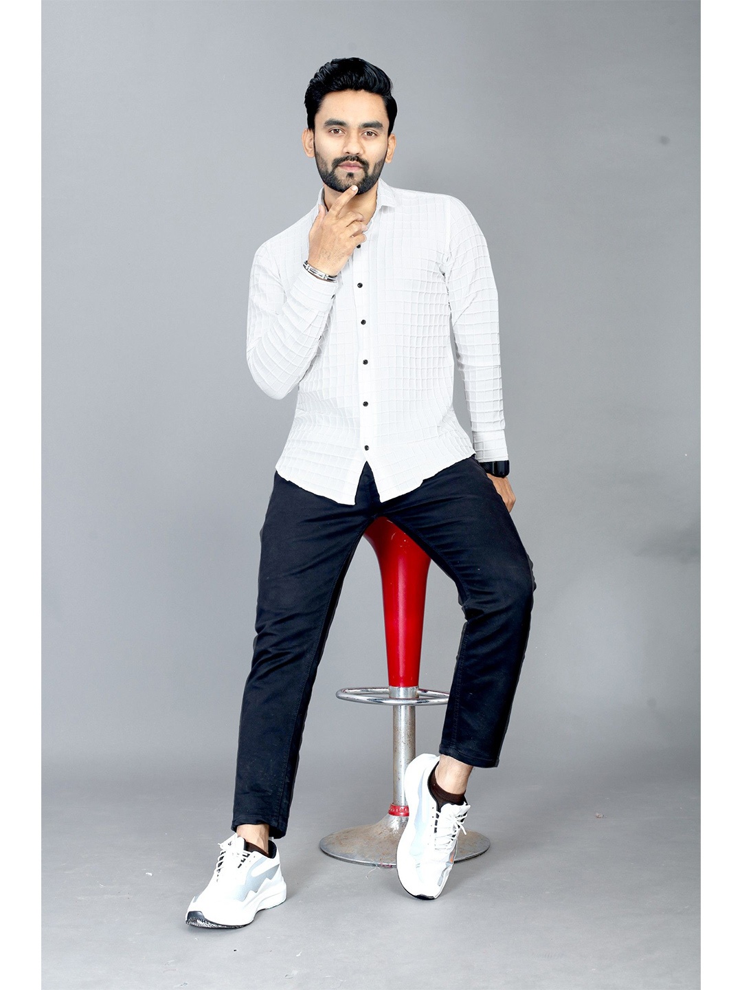

FABRIPPLE Men Classic Opaque Casual Shirt, White