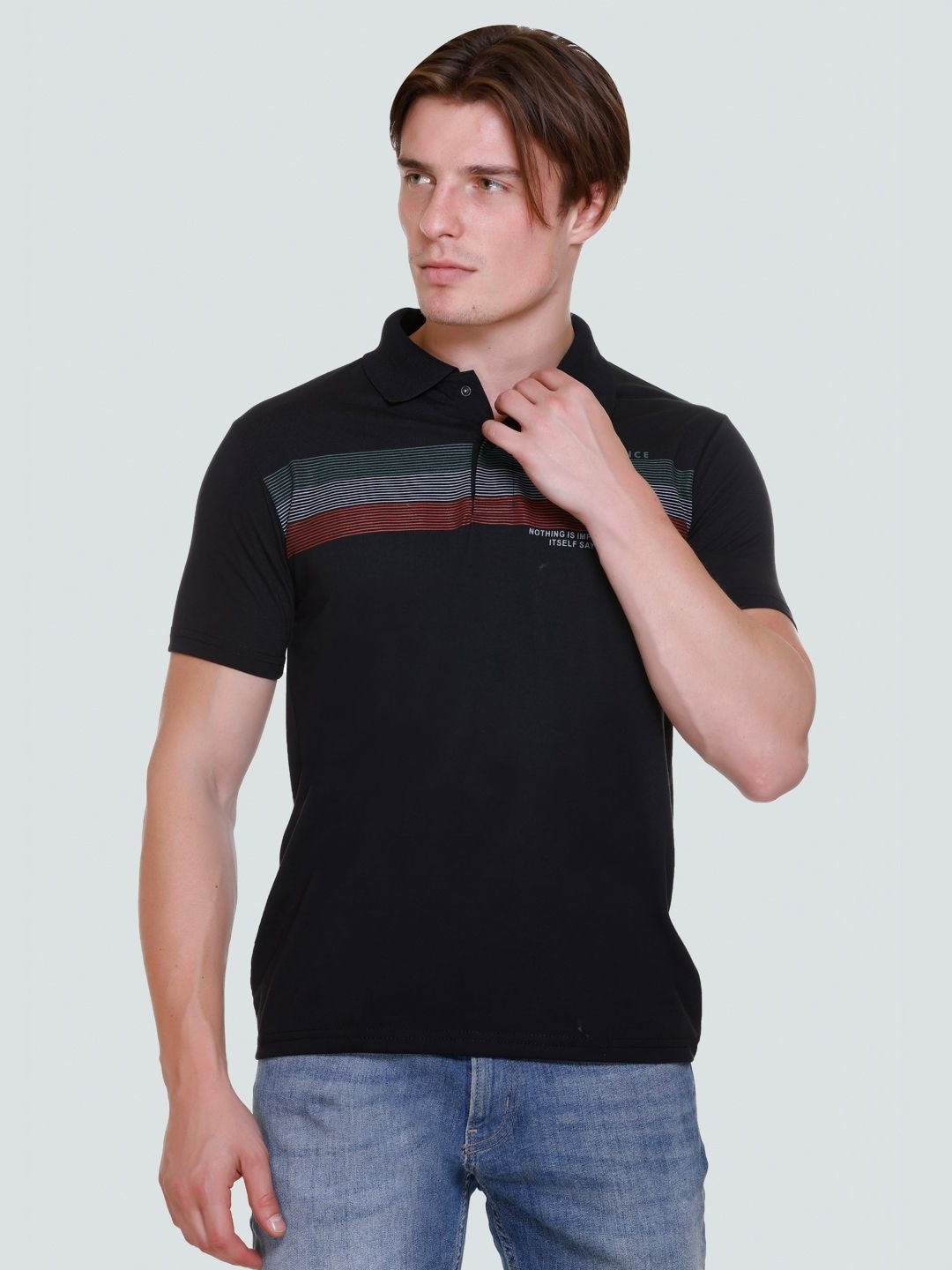 

Yoorix Men Polo Collar T-shirt, Black