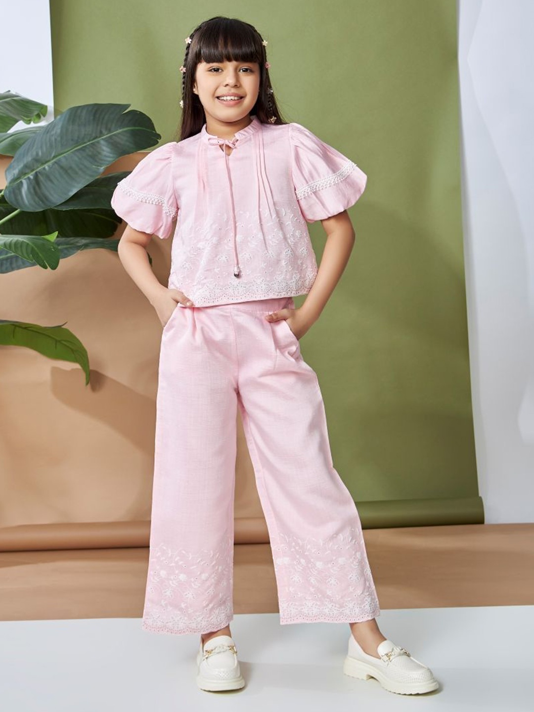 

Peppermint Girls Top with Trousers, Pink