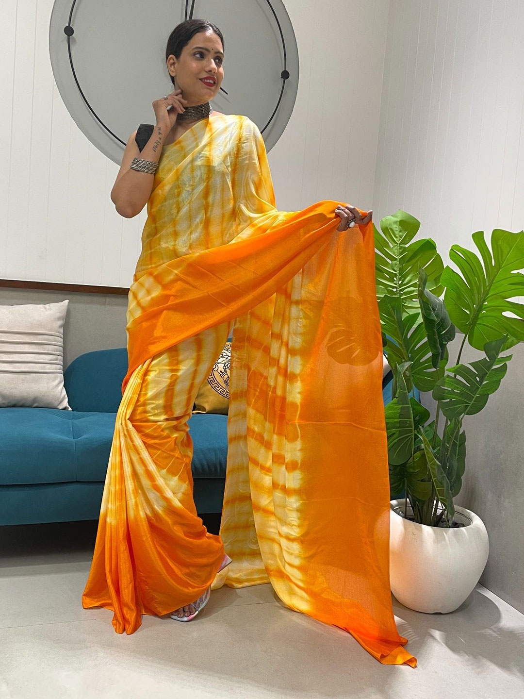 

Moda Rapido Tie and Dye Saree, Yellow