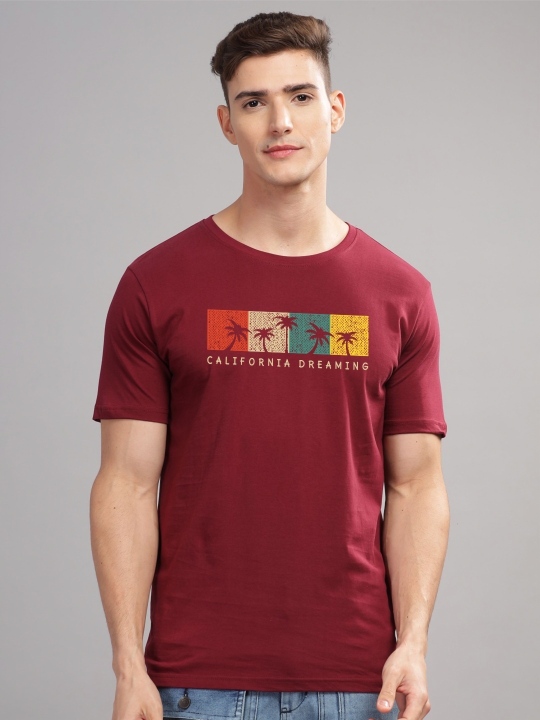 

ADRO Men Printed T-shirt, Maroon
