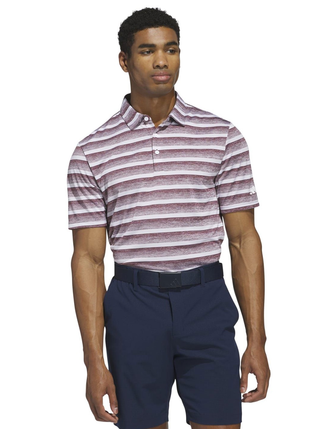 

ADIDAS Striped Polo Collar Short Sleeve T-Shirt, Grey