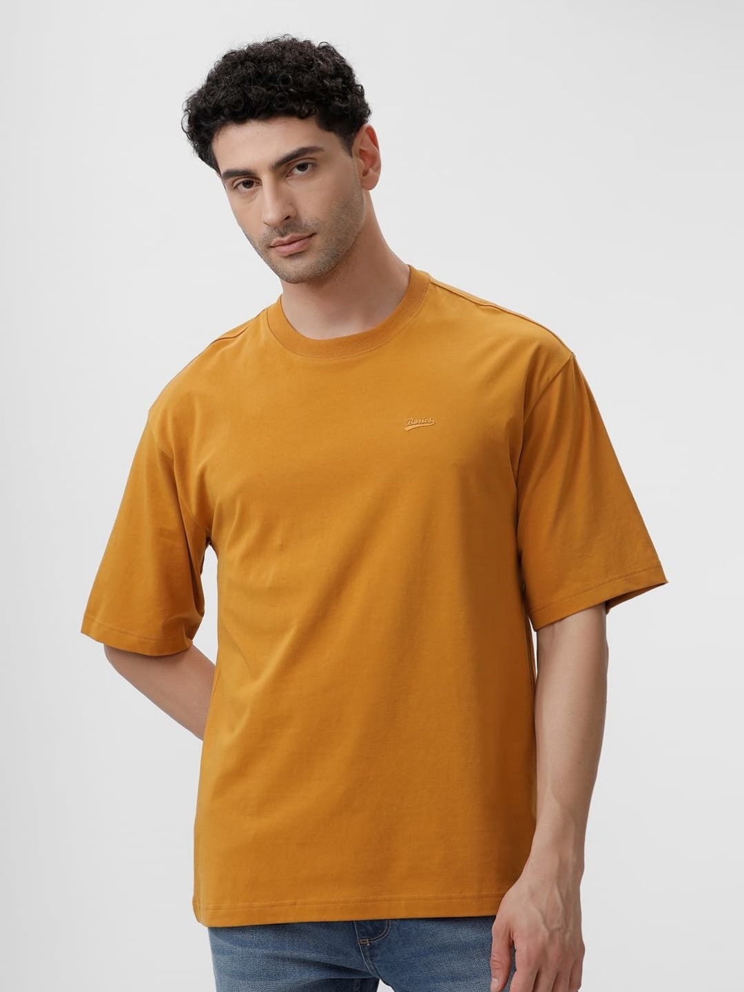 

Basics Men Raw Edge T-shirt, Mustard