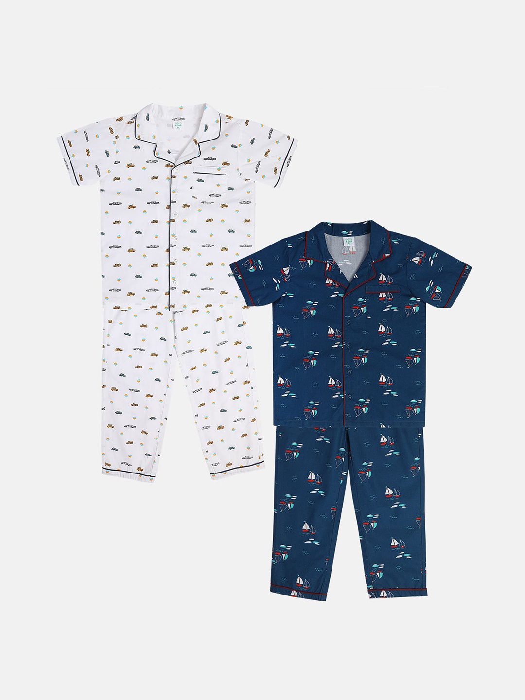 

MINI KLUB Boys Printed Shirt with Trousers, Blue