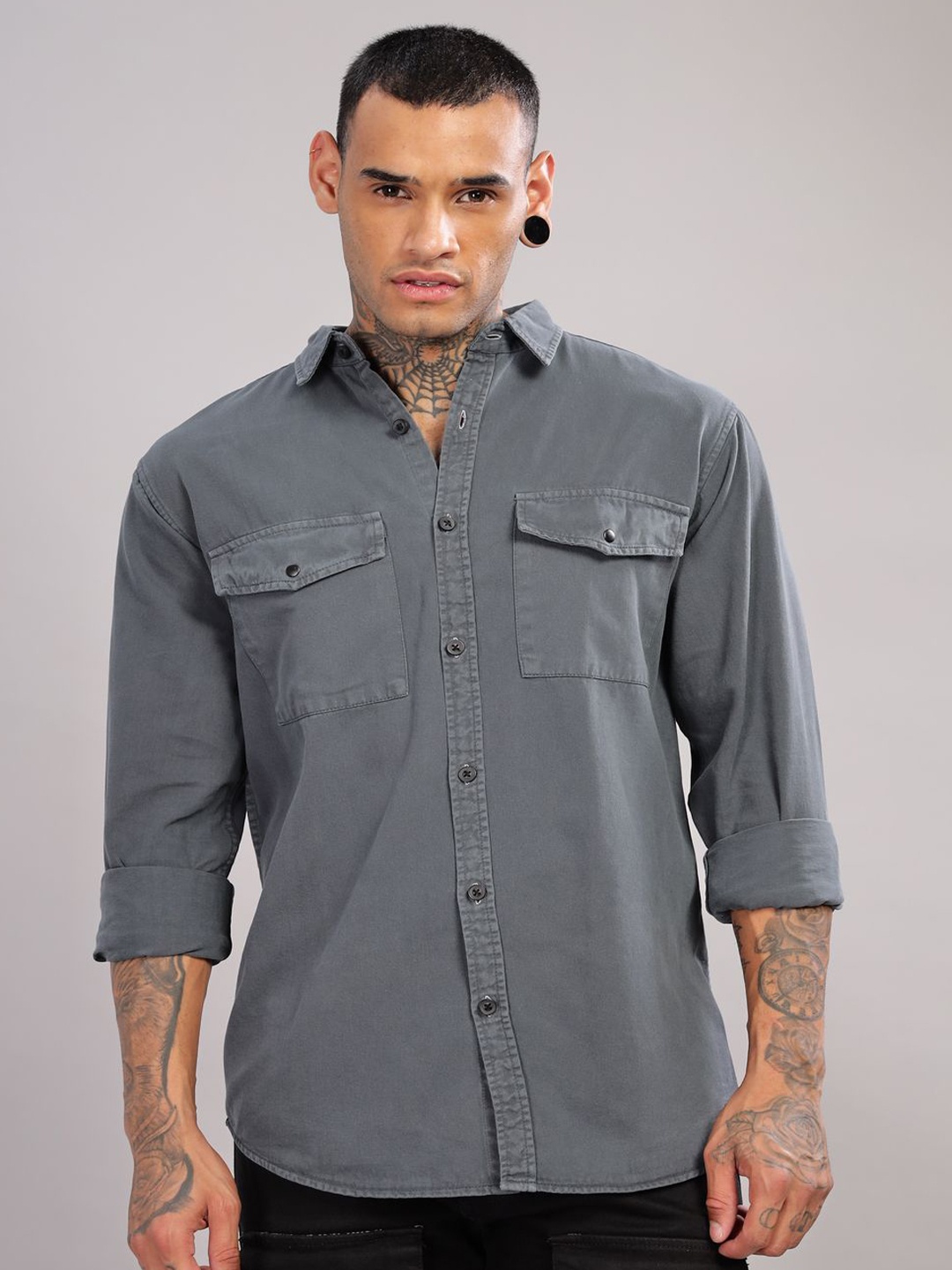 

FOUL CHILD Men Opaque Casual Shirt, Grey
