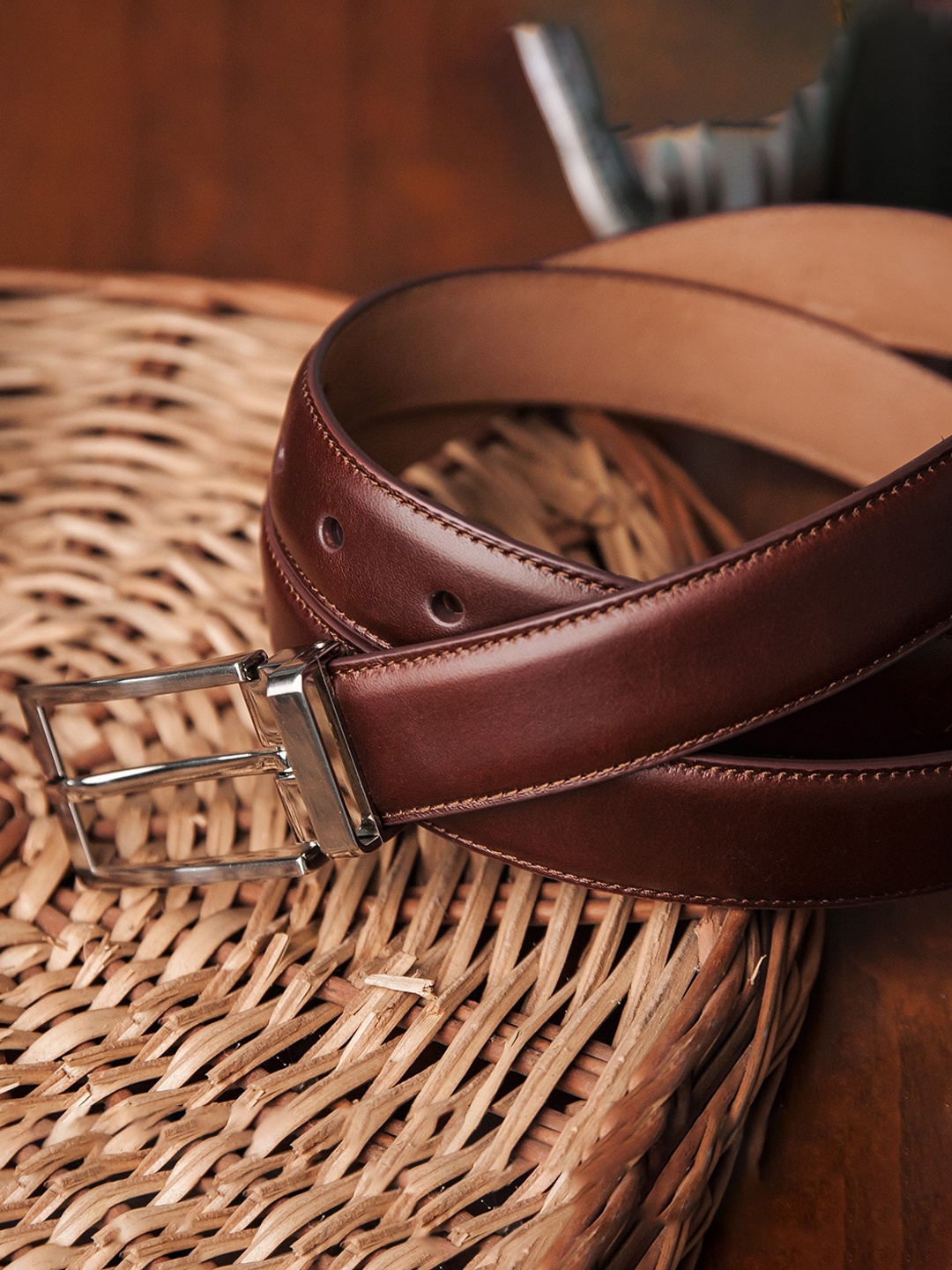 

James Aston Fernando Men Vegetable Tanned Full Grain Leather Dress Belt 30 mm, Brown