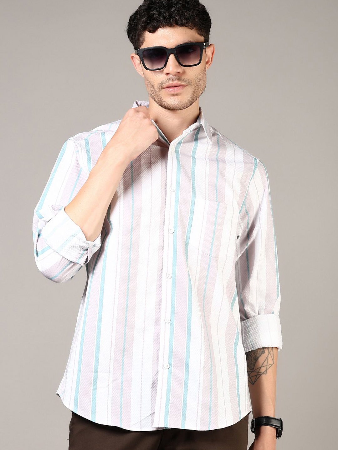 

V-Mart Men Opaque Printed Casual Shirt, Blue