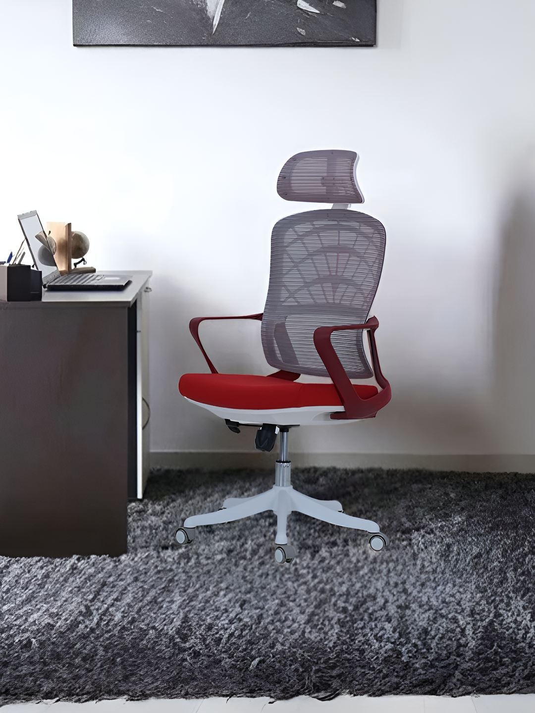 

Royaloak Grey & Maroon Rome Italian Mesh Office Chair