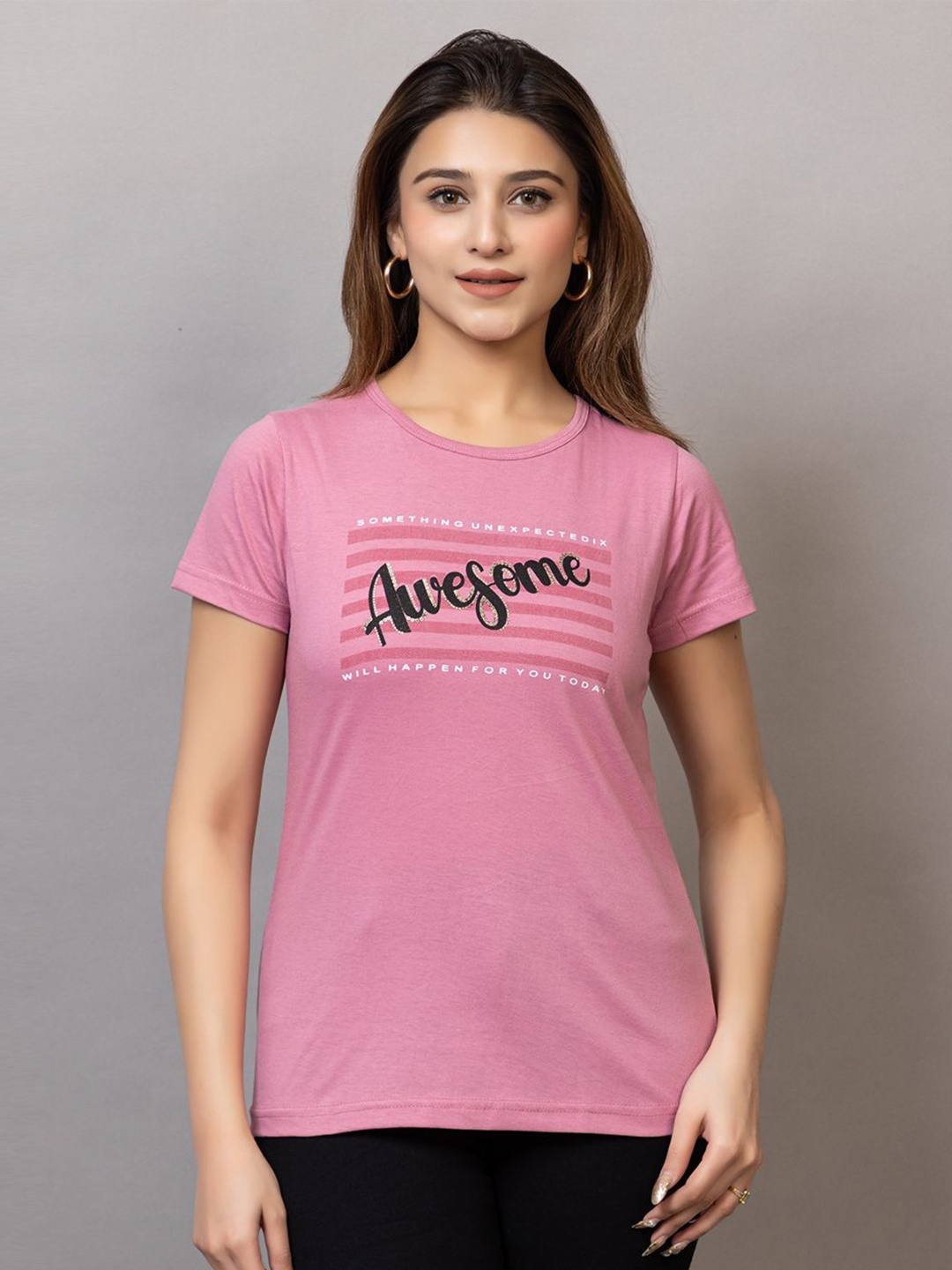 

PROBASIC Women Typography T-shirt, Pink