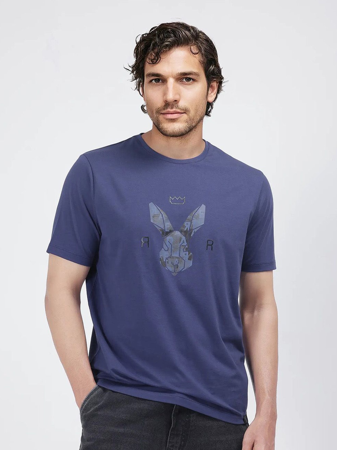 

RARE RABBIT Men Printed T-shirt, Blue