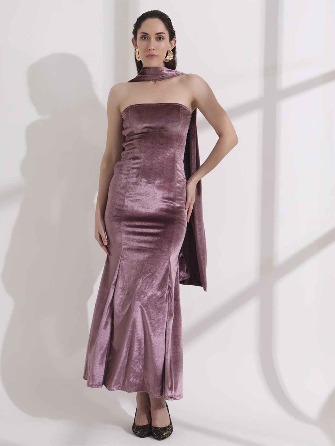 

Salvia Sky Velvet Maxi Dress, Purple