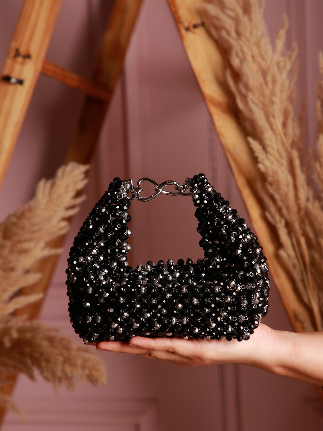 

Chiaro Embellished Potli Clutch, Black