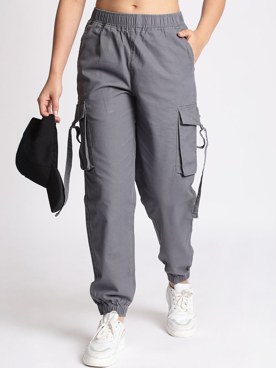 

The Roadster Lifestyle Co Cotton Cargo Joggers Trousers, Grey