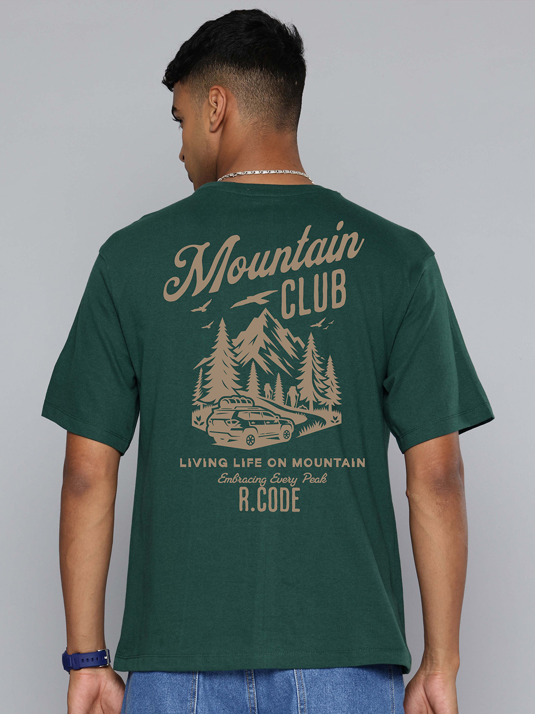 

R.Code by The Roadster Life Co. Men Printed T-shirt, Green