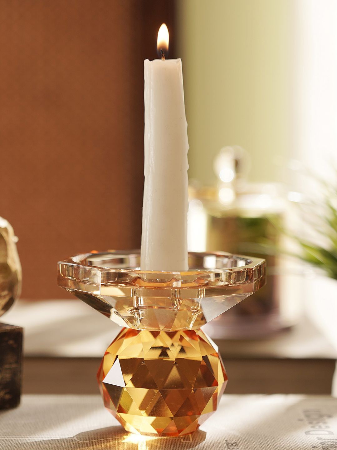 

Pure Home and Living Brown & Pink Candle Holder