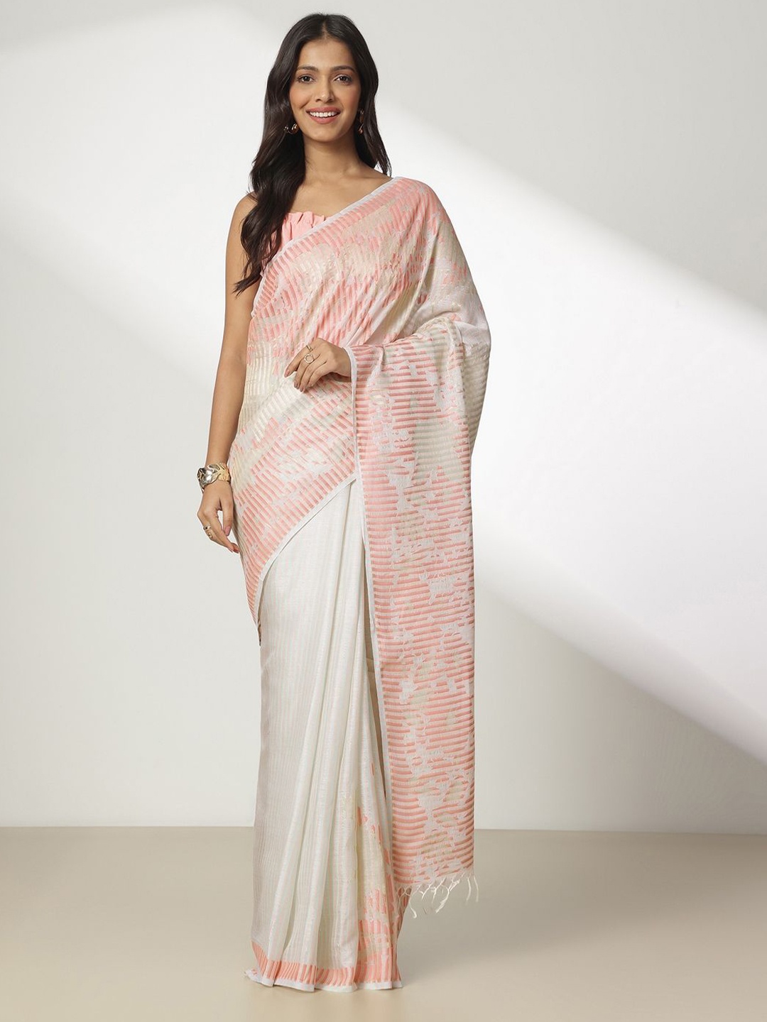 

navyasa by liva Liva Saree, White