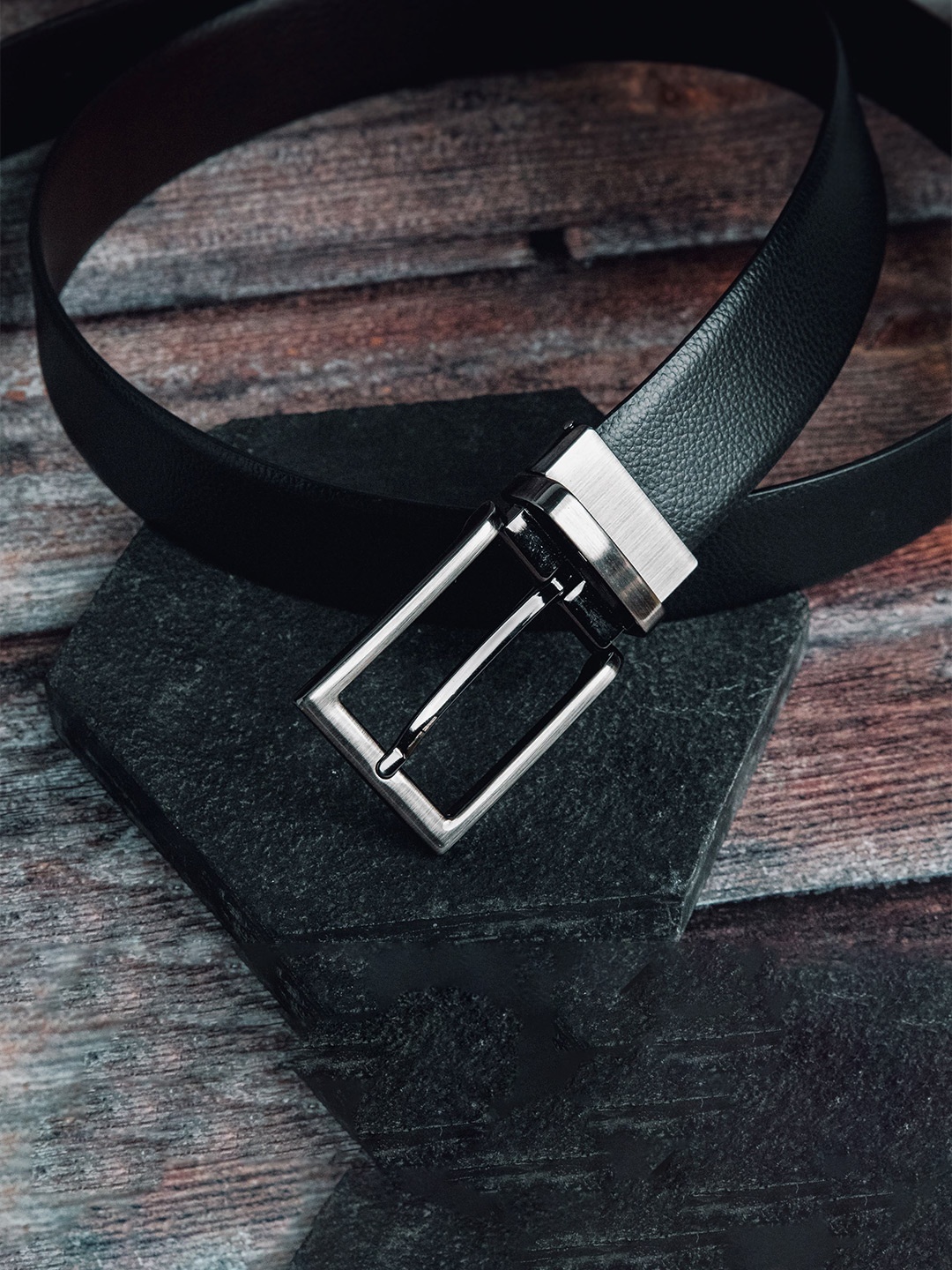 

James Aston James Aston Basico - Men Spanish Leather Reversible Belt 35 mm, Black