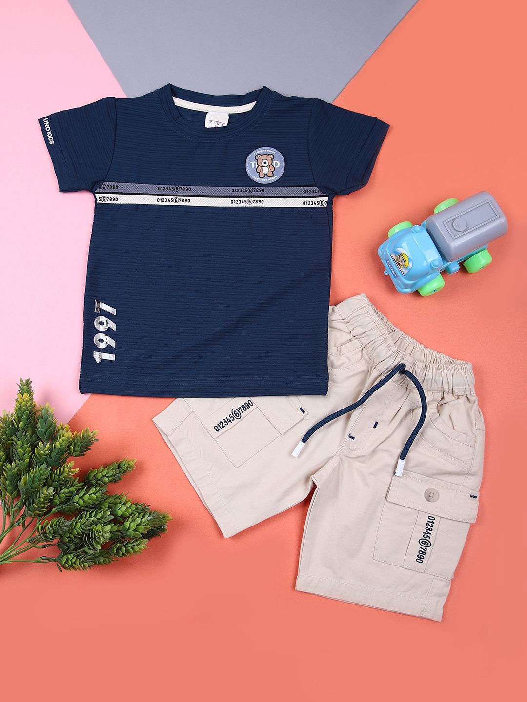

V-Mart Boys Printed T-shirt with Shorts, Blue