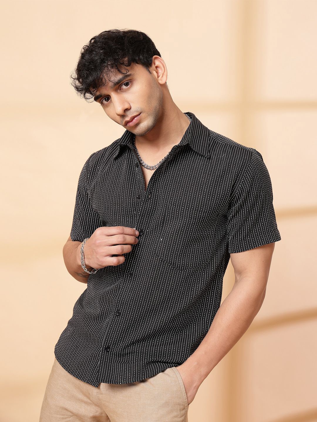 

Rigo Men Opaque Casual Shirt, Black