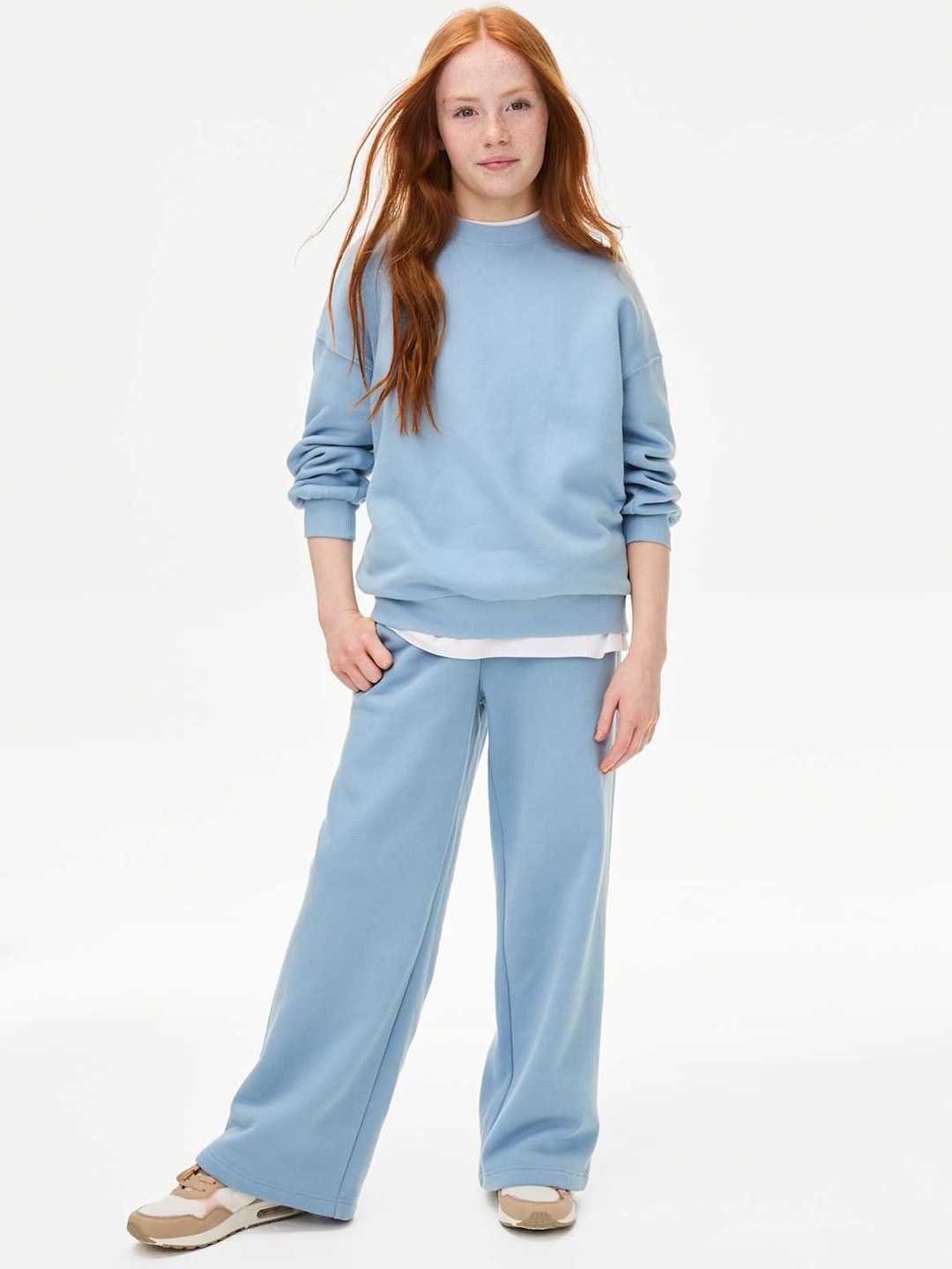 

Marks & Spencer Girls Mid-rise Wide-Leg Track Pants, Blue