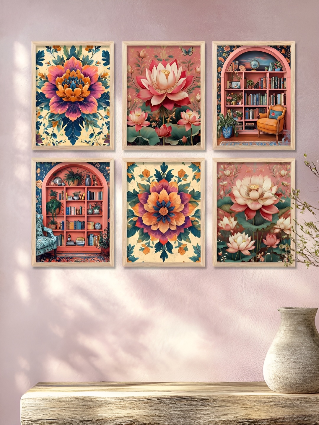 

Kotart Brown & Pink 6 and more Piece Wood Floral and Botanical Wall Paintings