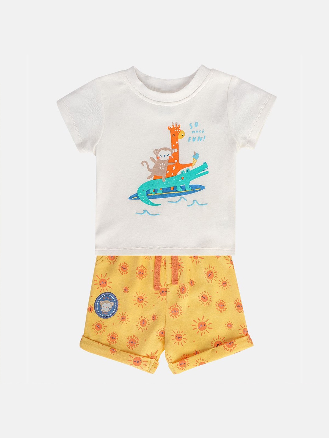

MINI KLUB Boys Printed T-shirt with Shorts, White