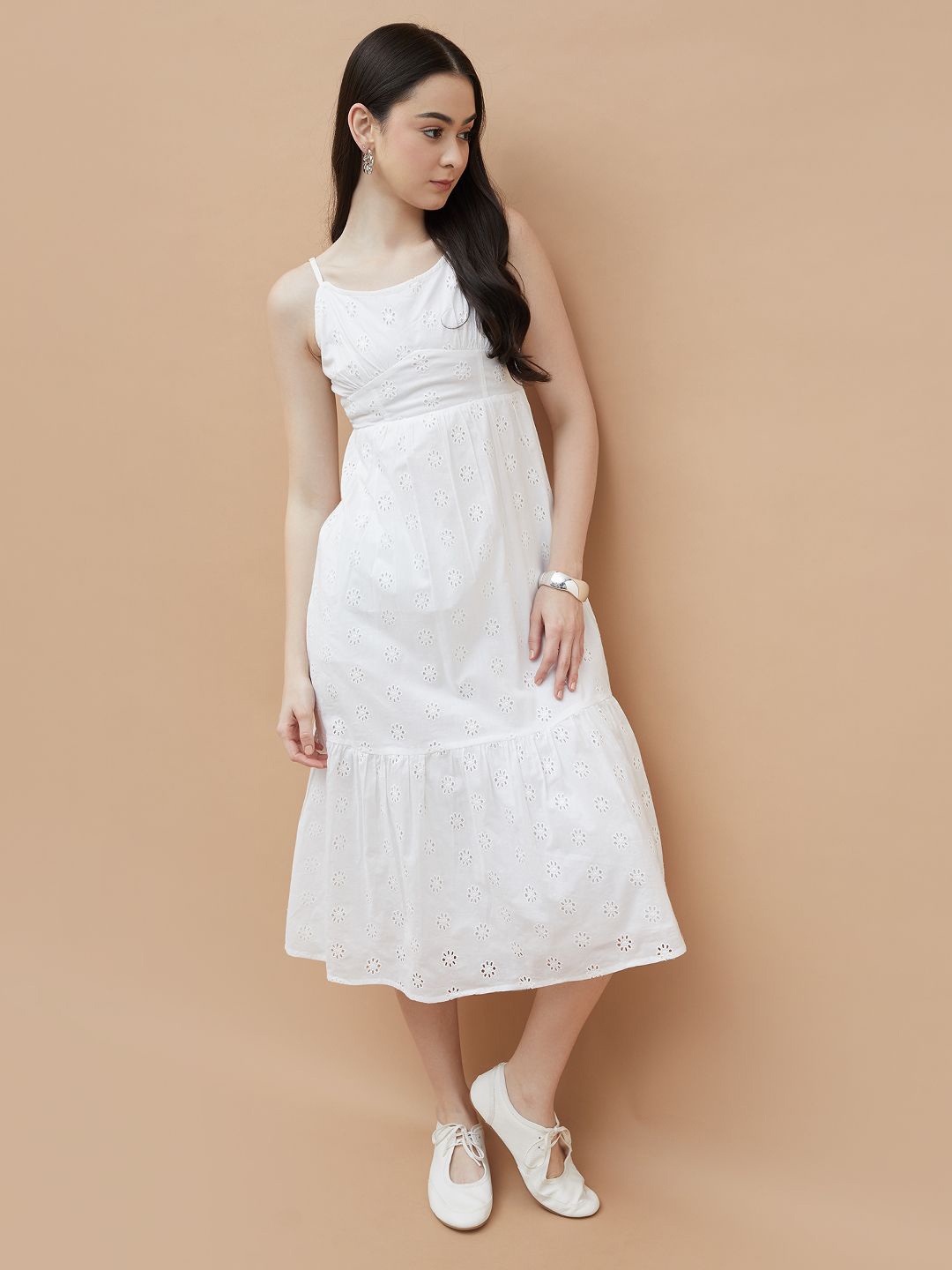 

Ginger by Lifestyle Embroidered Off-Shoulder A-Line Midi Dress, White