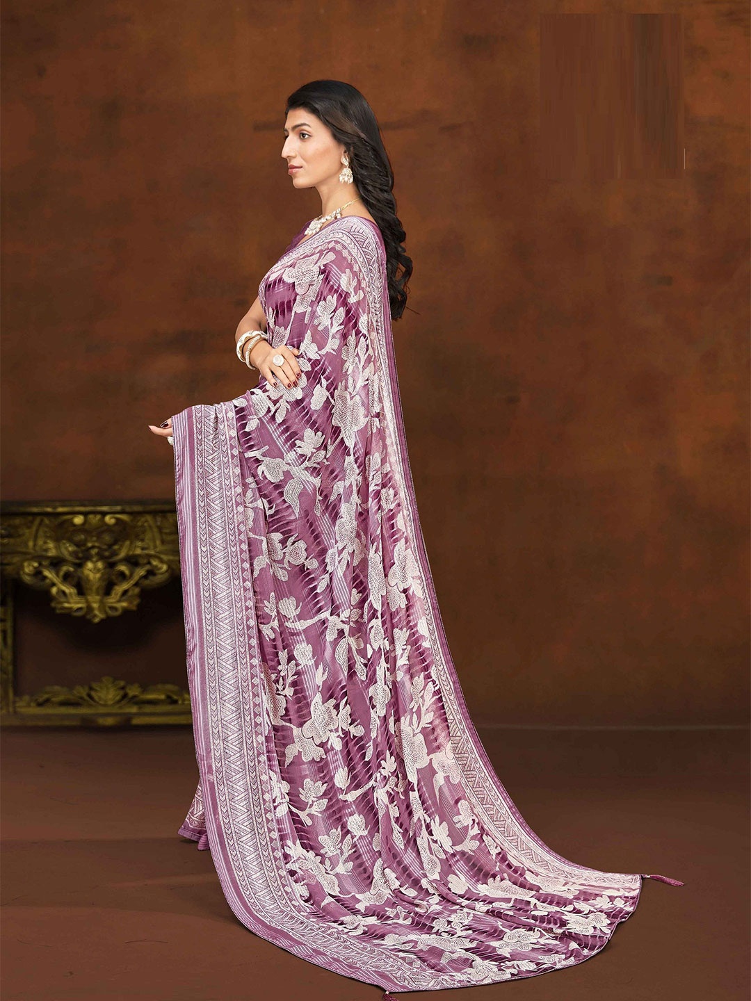 

MAHALASA Pure Georgette Designer Saree, Purple