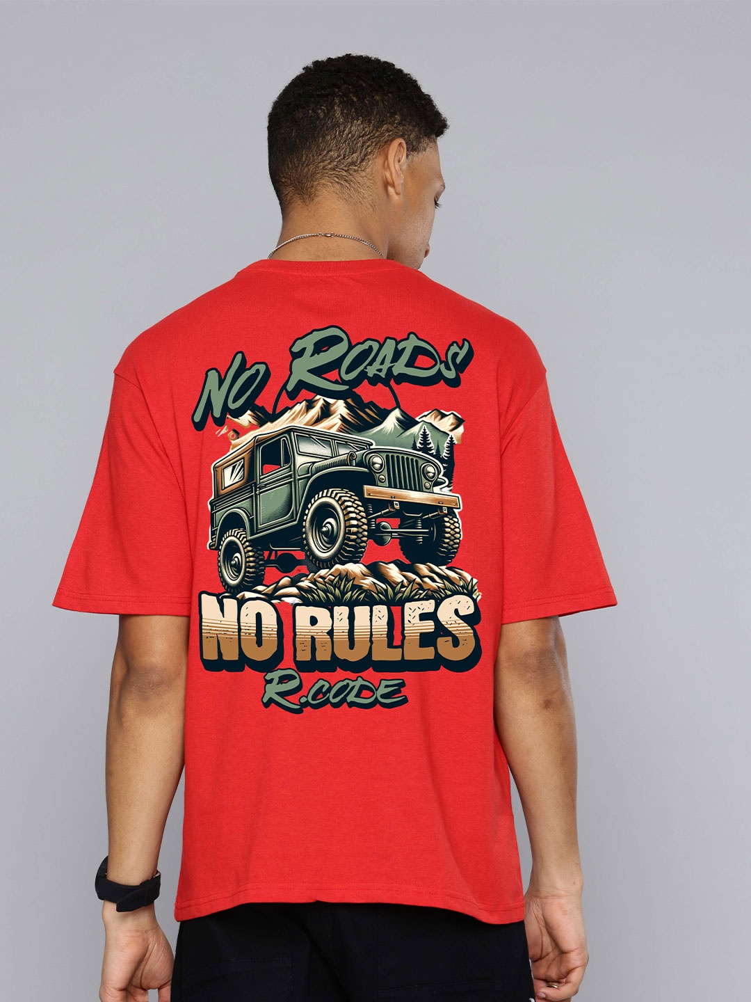 

R.Code by The Roadster Life Co. Men Printed T-shirt, Red