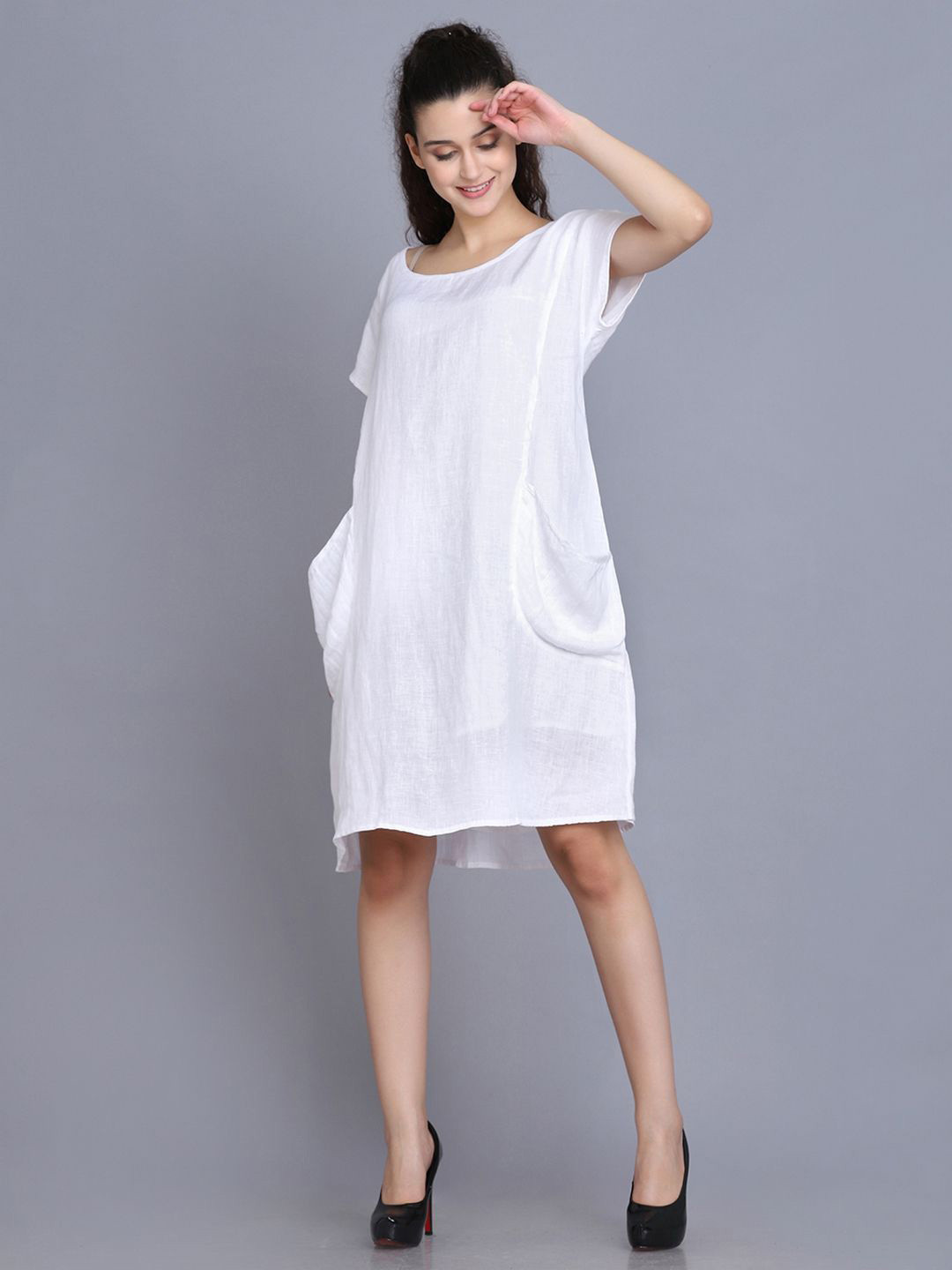 

ECO LEAS BY SHIPRA Linen Dress, White