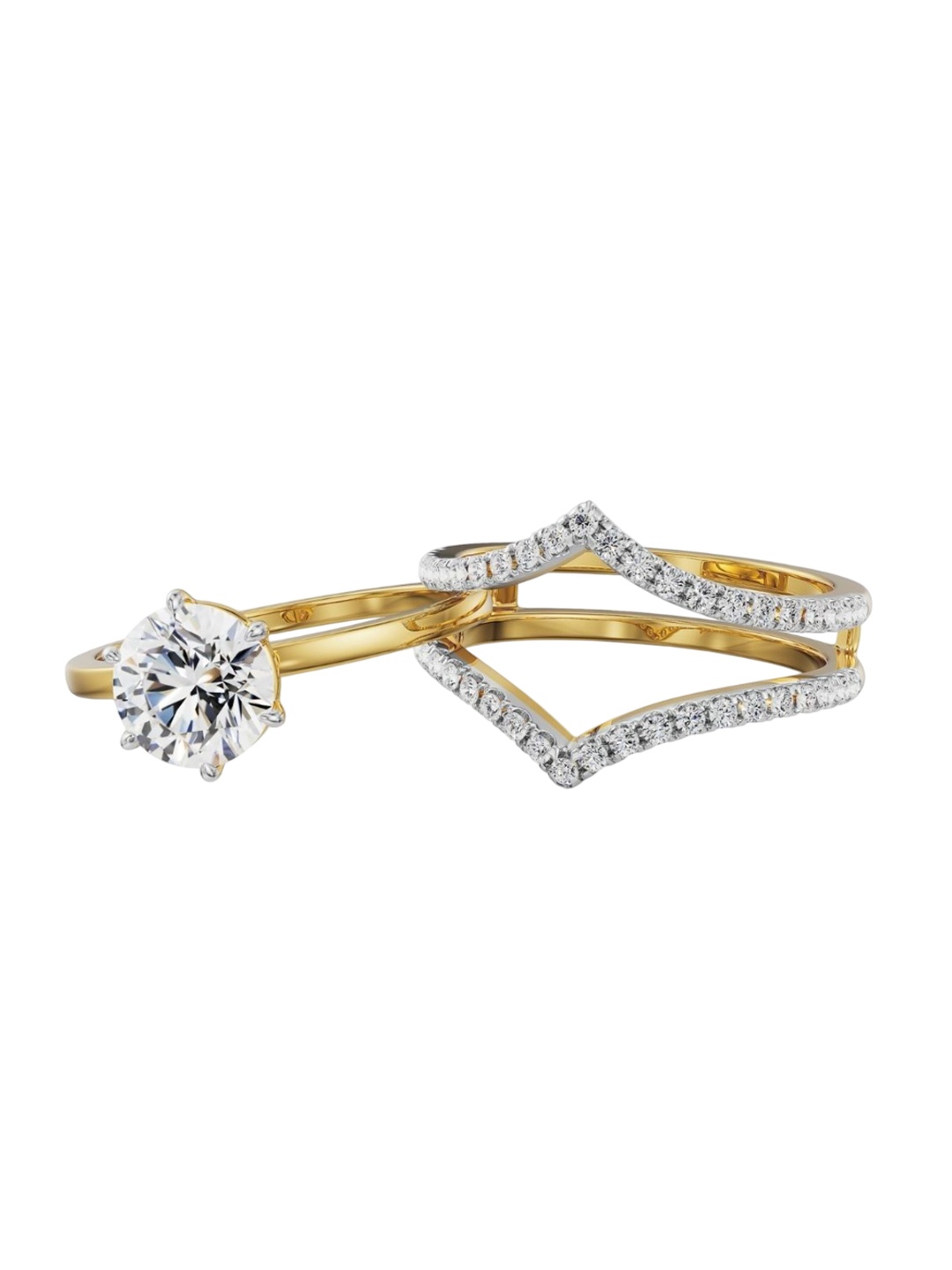 

Emori Solitaire Chevron Engagement Ring, Gold